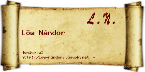Löw Nándor névjegykártya
